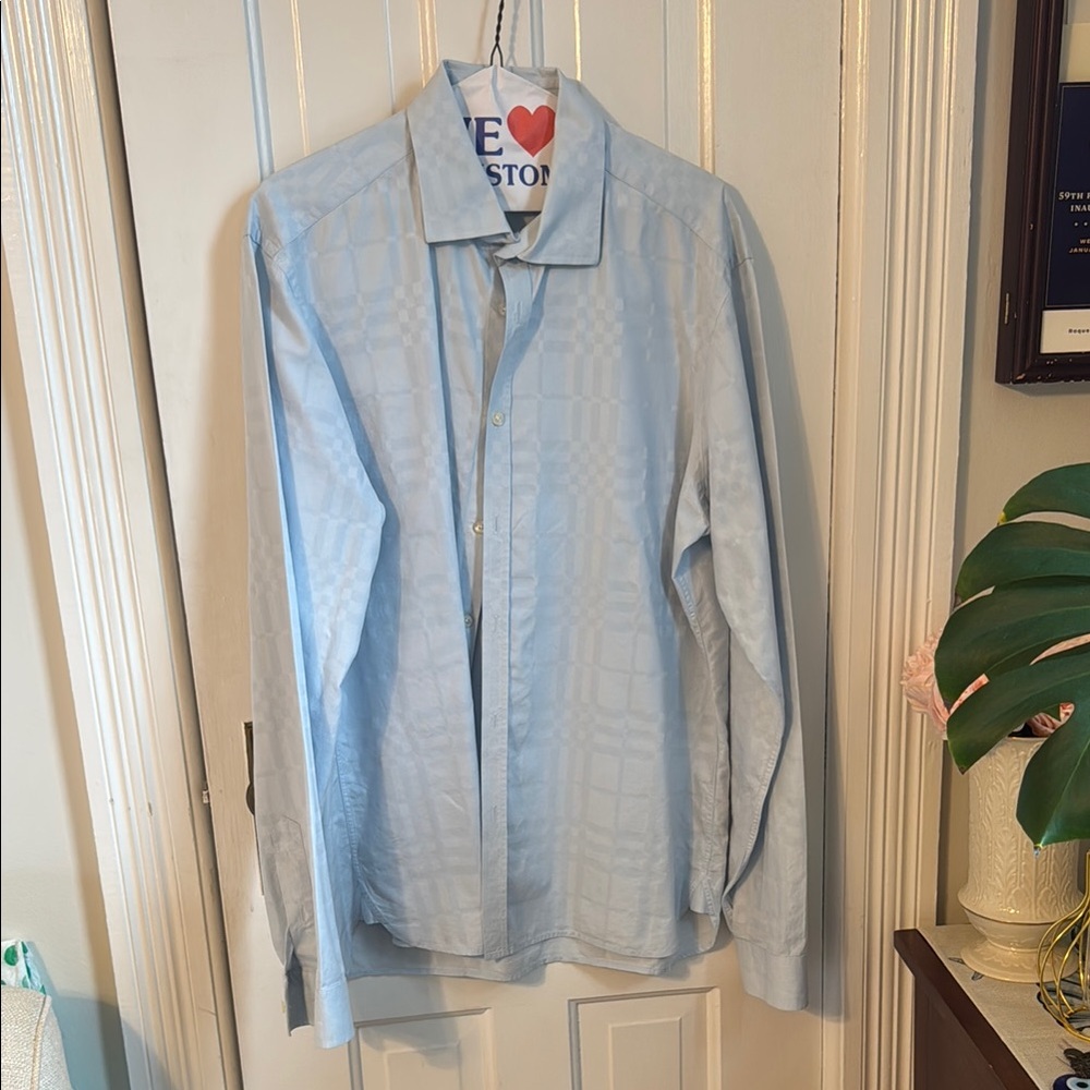Burberry Blue Dress Shirt Classic Style